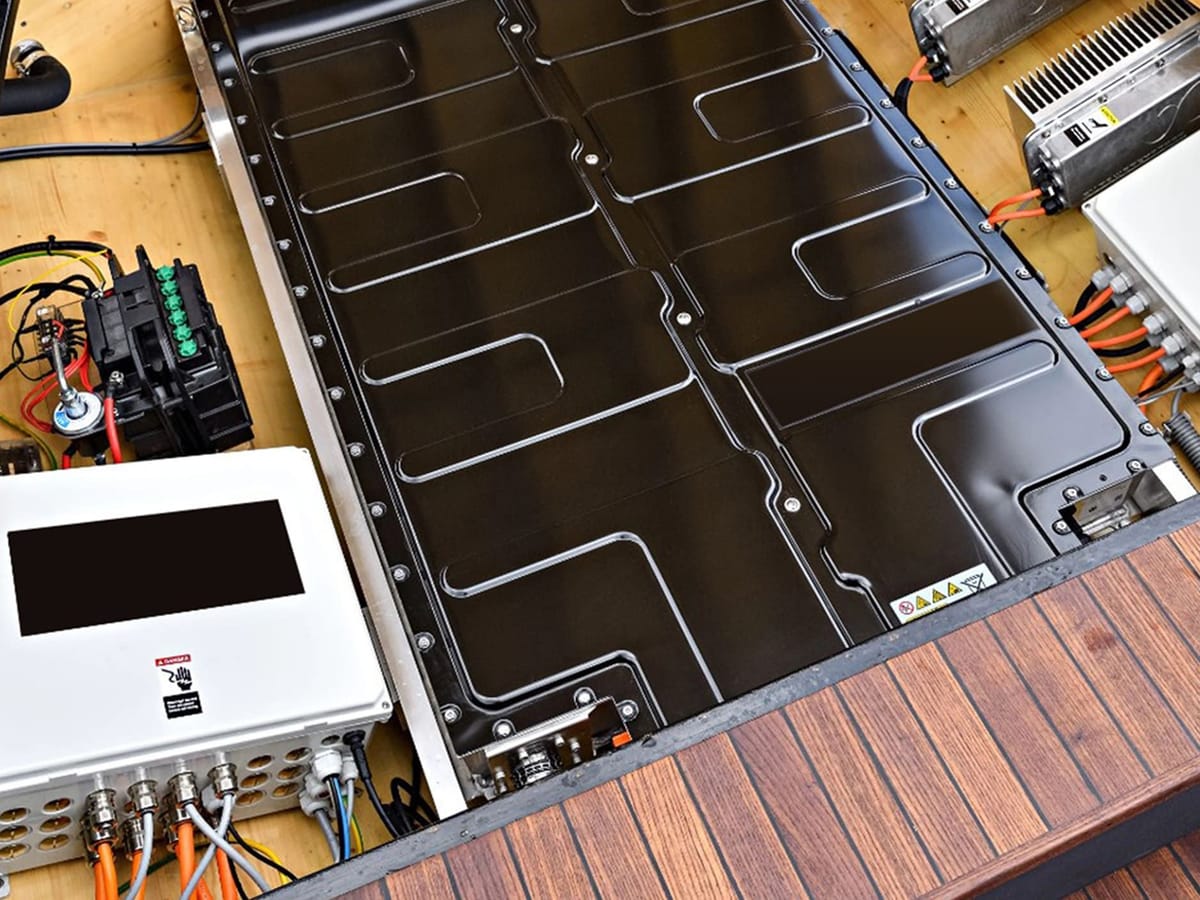 HILMIL lithium-ion battery pack installed in a boat hull