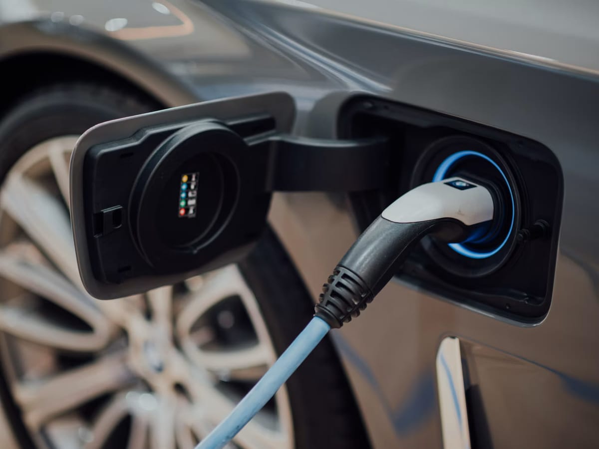 Charging cable plugged into an electric car