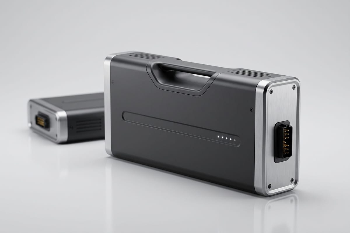 Swappable battery pack with carry handle and connector